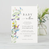 Invitation Fleur sauvage en Fleur Elegant Baby shower aquarel (Debout devant)