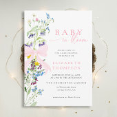 Invitation Fleur sauvage en Fleur Garden Bow Girl Baby shower