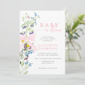 Invitation Fleur sauvage en Fleur Garden Bow Girl Baby shower (Debout devant)
