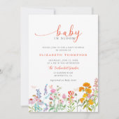 Invitation Fleur sauvage en Fleur Turquoise Orange Baby showe (Devant)