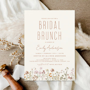 Invitation Fleur sauvage en terre cuite Brunch nuptiale douch