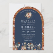 Invitation Fleur sauvage en terre cuite Marine Blue Arch Mari (Devant)