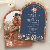 Invitation Fleur sauvage en terre cuite Marine Blue Arch Mari