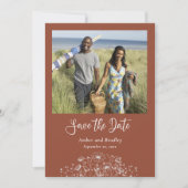 Invitation Fleur sauvage en terre cuite simple Photo QR Code  (Devant)