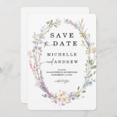 Invitation Fleur sauvage Enregistrer le modèle de date (Devant / Derrière)