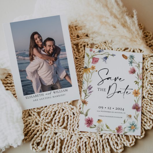 Invitation Fleur sauvage Enregistrer l'invitation de date