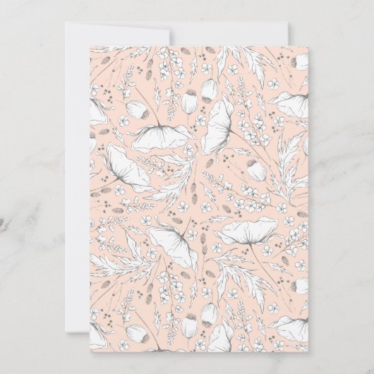 Invitation Fleur sauvage Esquisse Élégant Mariage Soft Peach (Dos)