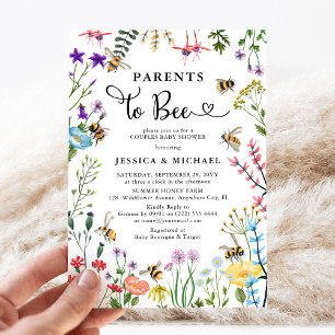 Invitation Fleur sauvage et Baby shower BumbleBee Parents