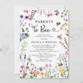 Invitation Fleur sauvage et Baby shower BumbleBee Parents (Devant)