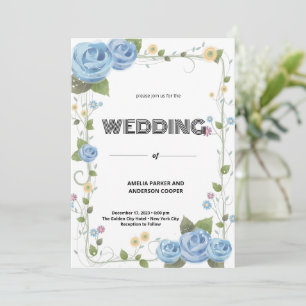 Invitation Fleur sauvage et Mariage Arrière - plan blanc