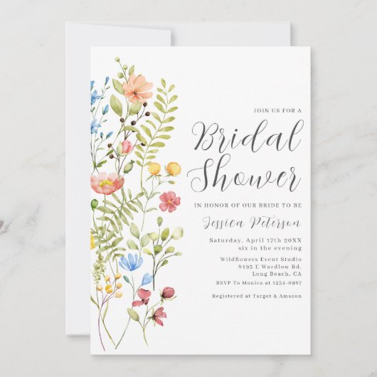 Invitation Fleur sauvage et verdure Boho Garden Fête des mari (Devant)