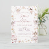 Invitation Fleur sauvage Fairy 1er fête d'anniversaire (Debout devant)