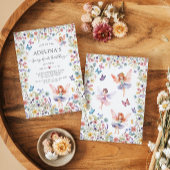 Invitation Fleur sauvage Fairy Butterfly 1er anniversaire Inv