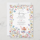 Invitation Fleur sauvage Fairy Butterfly 2nd Birthday Invitat (Devant)