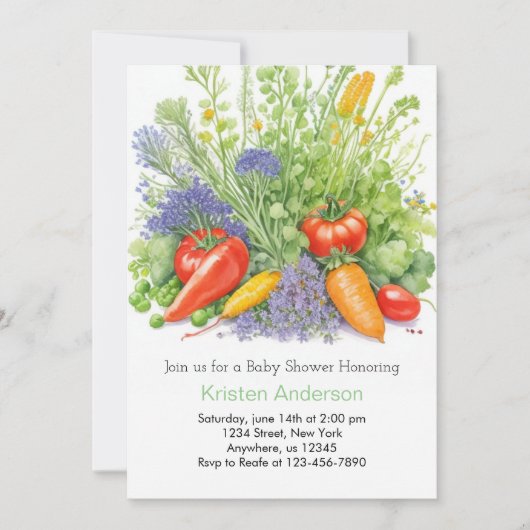Invitation Fleur sauvage Farm Baby shower frais (Devant)