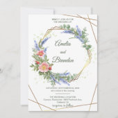 Invitation Fleur sauvage Faux Gold Foil Frame Rustique Mariag (Devant)