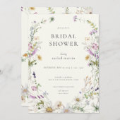 Invitation Fleur sauvage Féminine Douche nuptiale (Devant / Derrière)