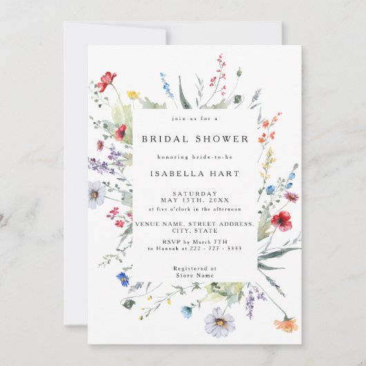 Invitation Fleur sauvage Fête des mariées de prairie de Boho (Devant)