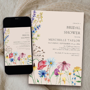 Invitation Fleur sauvage Fête des mariées Rustique Pays Botan