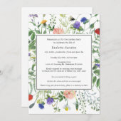 Invitation Fleur sauvage Fields Célébration de la vie (Devant / Derrière)