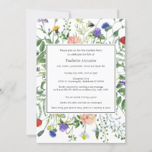 Invitation Fleur sauvage Fields Célébration de la vie