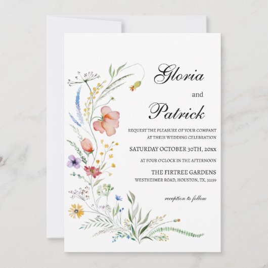 Invitation Fleur sauvage Fiona En Fleur Mariage Floral (Devant)