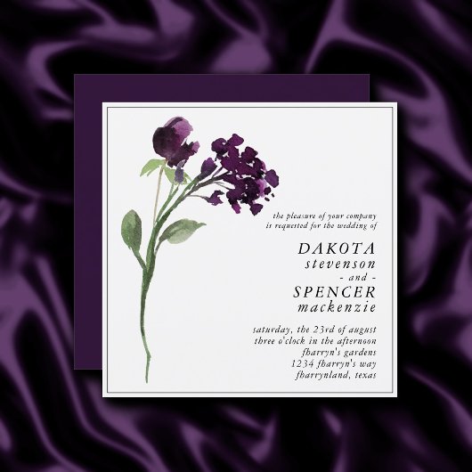 Invitation Fleur sauvage | Fleur sauvage de Bohême violette p