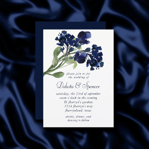 Invitation Fleur sauvage Fleurs Bohème Bleues Marine