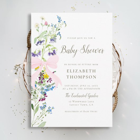 Invitation Fleur sauvage Fleurs douces Baby shower de fille d