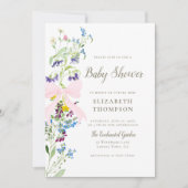 Invitation Fleur sauvage Fleurs douces Baby shower de fille d (Devant)