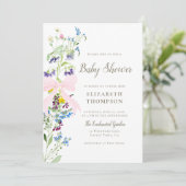 Invitation Fleur sauvage Fleurs douces Baby shower de fille d (Debout devant)