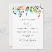 Invitation Fleur Sauvage Fleurs Multicolores Mariage Parents (Devant)
