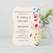 Invitation Fleur sauvage Floral Aquarelle Boho Rustique Maria (Debout devant)