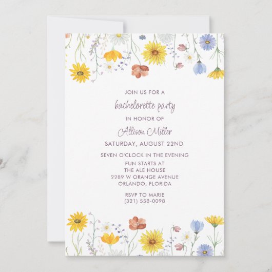 Invitation Fleur sauvage Floral Bachelorette (Devant)