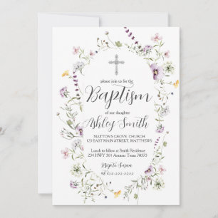 Invitation fleur sauvage Floral BAPTISM