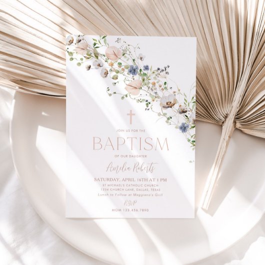 Invitation fleur sauvage Floral Baptism