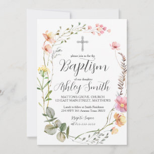 Invitation fleur sauvage Floral BAPTISM
