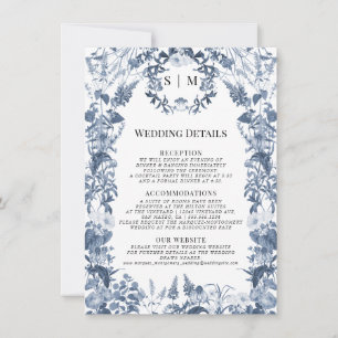 Invitation Fleur sauvage Floral bleu et blanc Détails du Mari