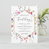 Invitation Fleur sauvage Floral Boho Botanique Mariage d'or I (Debout devant)