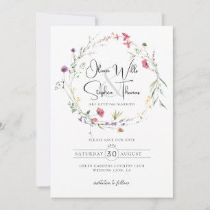 Invitation Fleur sauvage Floral Botanique Purple Enregistrer