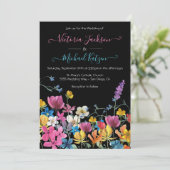Invitation Fleur sauvage Floral Dark Meadow Mariage (Debout devant)