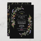 Invitation Fleur sauvage Floral Ditsy Dark (Devant / Derrière)