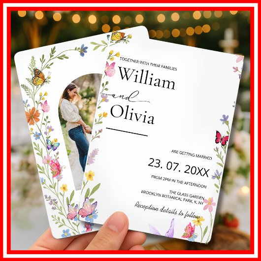 Invitation Fleur sauvage floral Elegant Boho Butterflies Mari