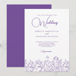 Invitation Fleur sauvage Floral Elegant Lilac Mariage