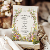 Invitation Fleur sauvage Floral Frame Enregistrer la date Mar