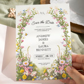 Invitation Fleur sauvage Floral Frame Enregistrer la date Mar