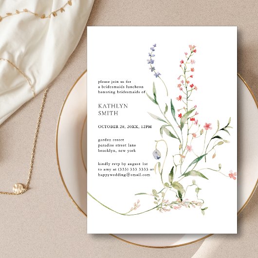 Invitation Fleur sauvage Floral Garden Chic Bridesmaiers Déje