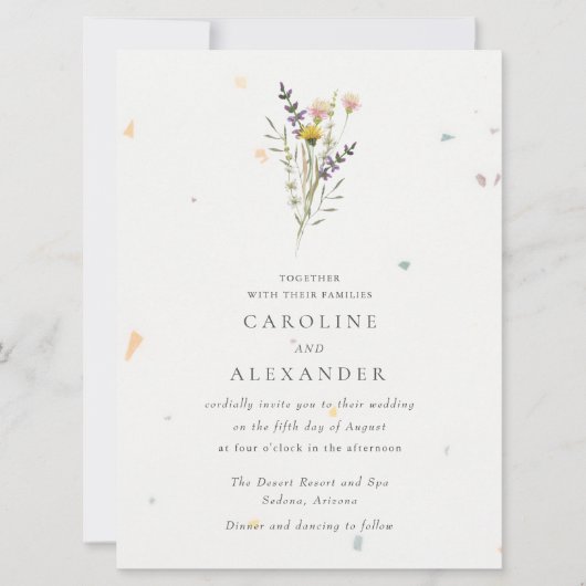 Invitation Fleur sauvage Floral Garden Speckletone Mariage (Devant)