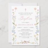 Invitation Fleur sauvage Floral Girl Baptism (Devant)