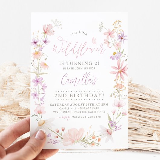 Invitation Fleur sauvage Floral Girls 2e anniversaire